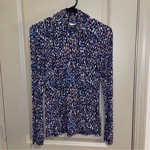 BOSS by Hugo Boss long sleeve Emerie turtleneck - blue/black multi